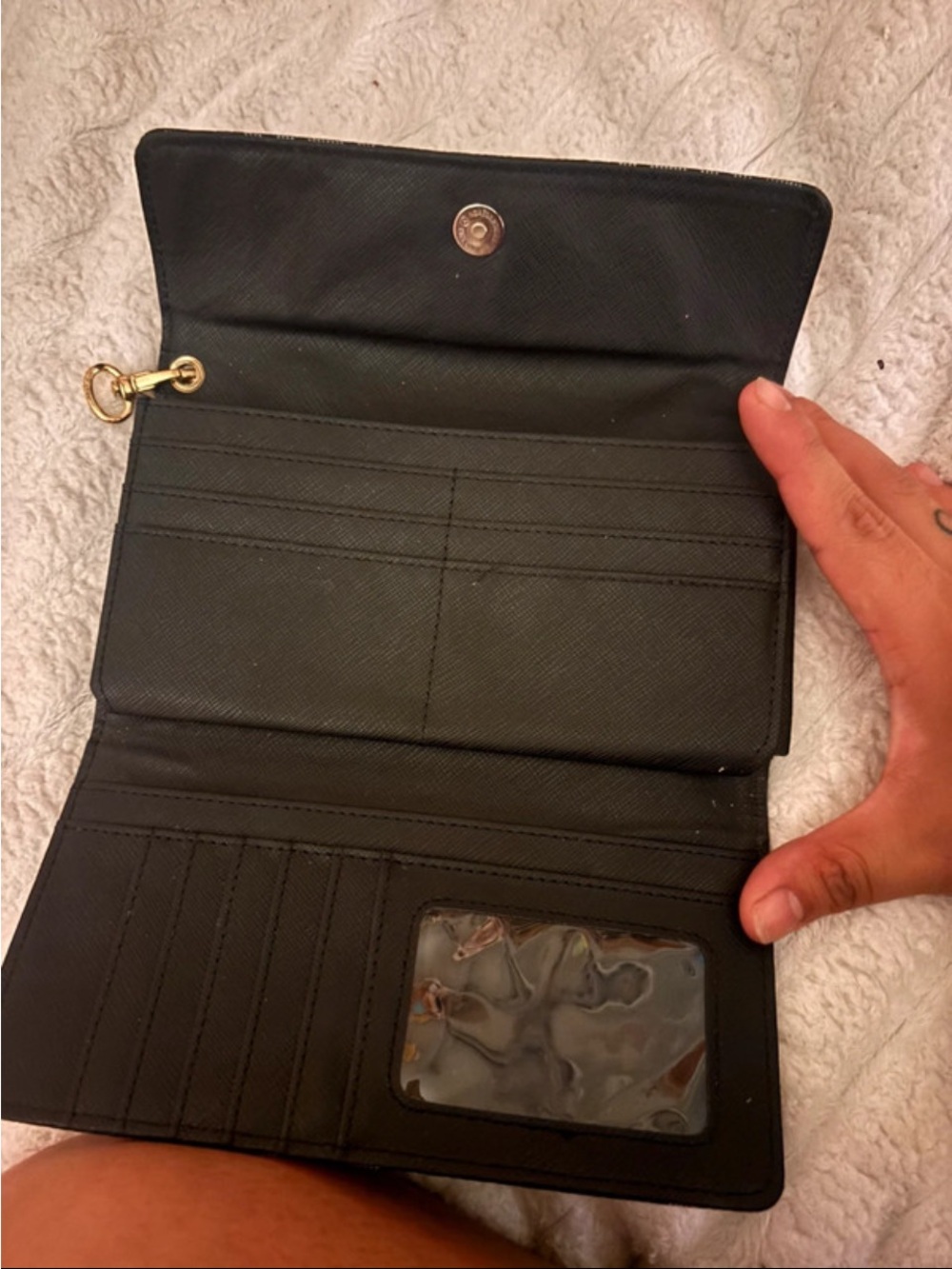 Michael Kors Black MK Logo Wallet with Gold Lock Charm - Picture 2 of 2